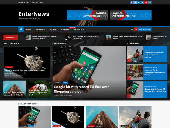 EnterNews-top-best-free-news-magazine-WordPress-themes-EverestThemes